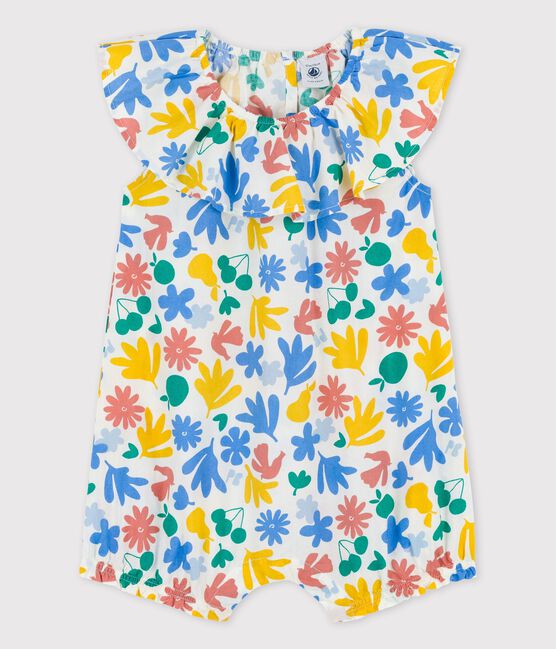 Babies' Poplin Floral Print Short Playsuit MARSHMALLOW white/MULTICO white