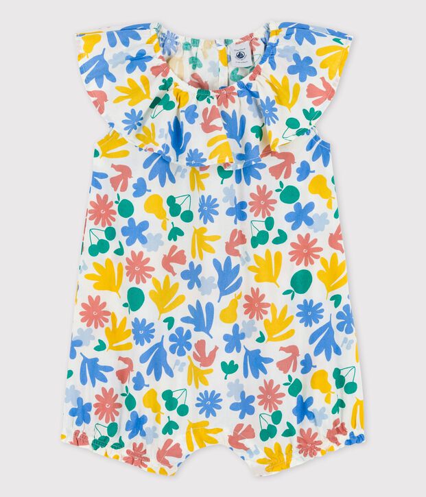 Babies' Poplin Floral Print Short Playsuit white/multicolor