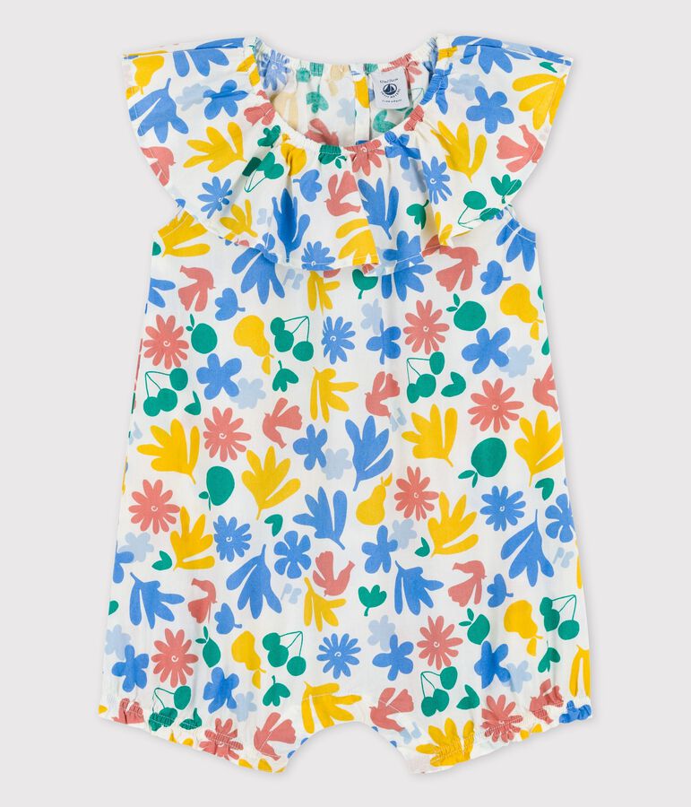 Babies' Poplin Floral Print Short Playsuit white/multicolor
