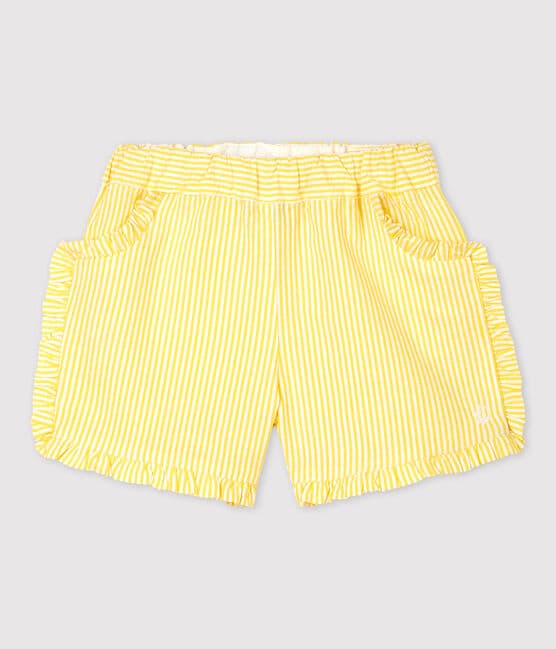 Baby Girls' Stripy Seersucker Shorts SHINE yellow/MARSHMALLOW white