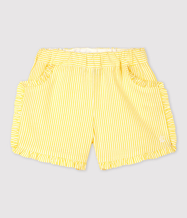 Baby Girls' Stripy Seersucker Shorts yellow/white