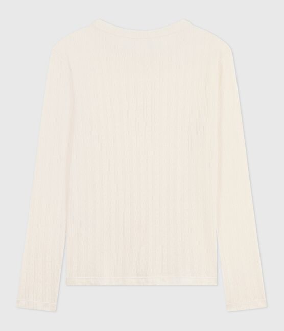 Women's Iconic long-sleeved openwork cotton T-shirt MILK Ecru