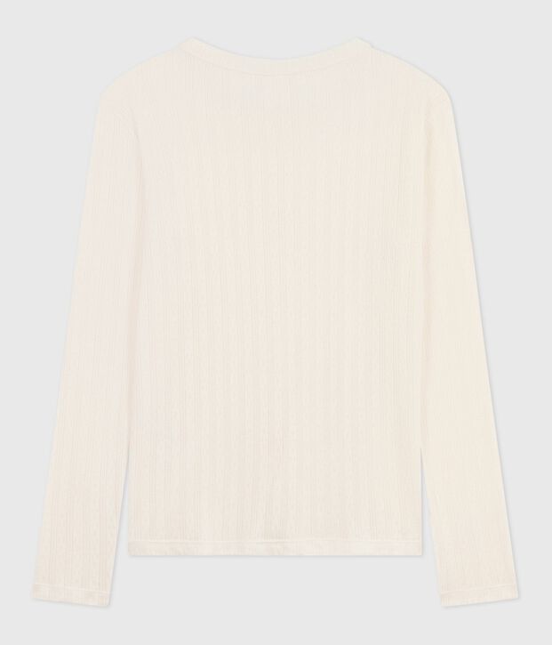 Women's Iconic long-sleeved openwork cotton T-shirt MILK