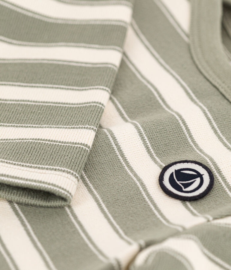 Babies' Thick Stripy Jersey Breton Top green/ecru