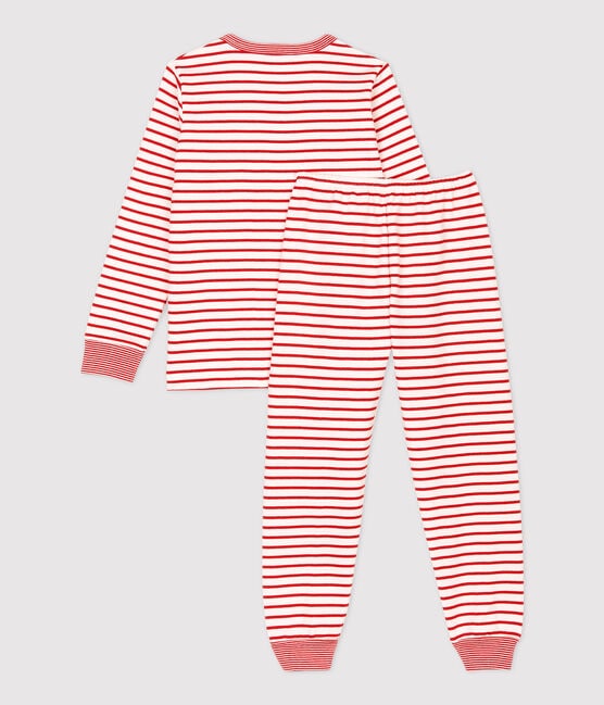 Unisex Red Striped Fleece Pyjamas MARSHMALLOW white/TERKUIT red