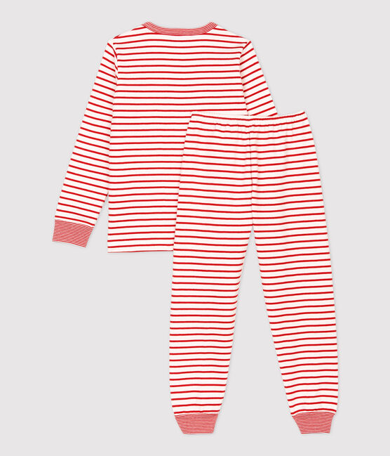 Unisex Red Striped Fleece Pyjamas MARSHMALLOW white/TERKUIT red