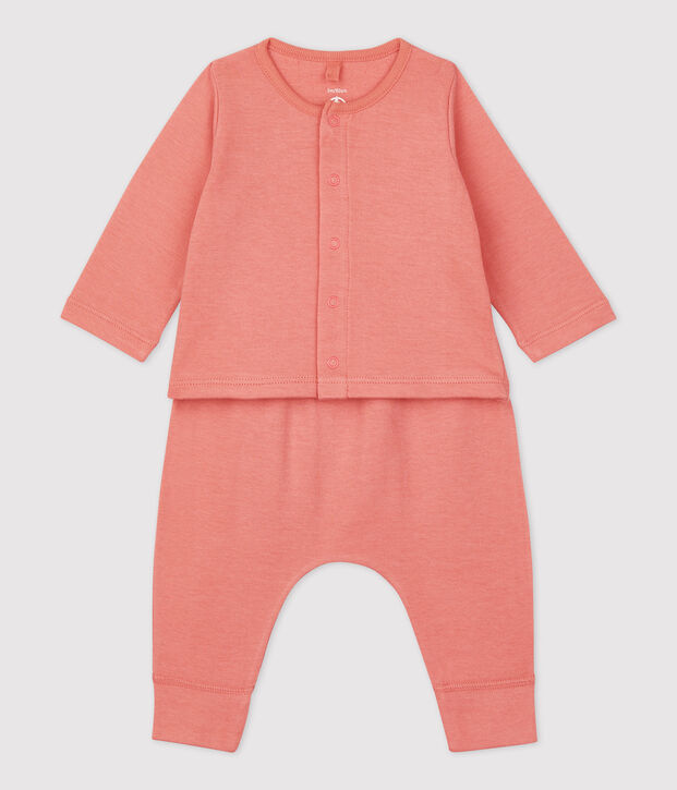 Babies' Organic Plain Tube Knit Clothing - 2-Piece Set pink