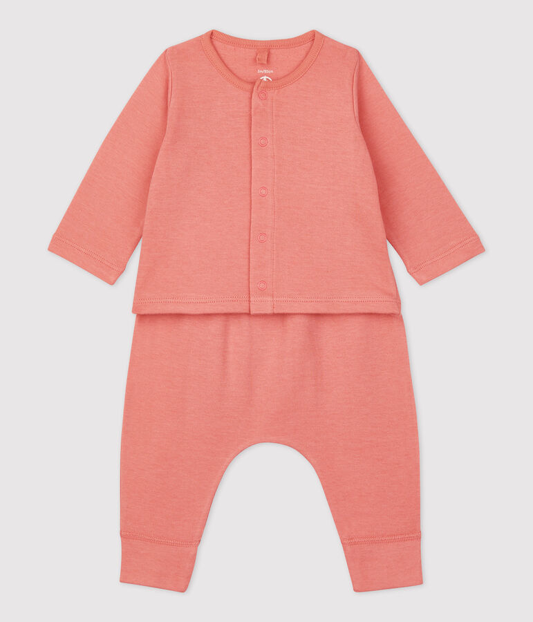 Babies' Organic Plain Tube Knit Clothing - 2-Piece Set pink