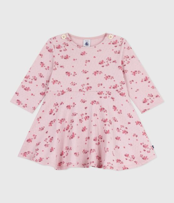 Babies' long sleeved floral-print cotton dress JOLI pink/MULTICO white