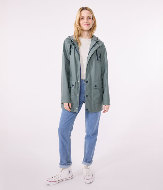 Iconic Recycled Fabric and Organic Cotton Raincoat THUYA green
