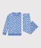 Women's heart print cotton pyjamas blue/white