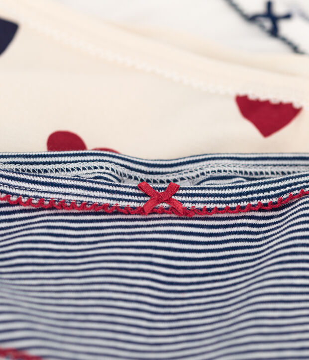 Girls' Heart Patterned Cotton Briefs - 3-Pack multicolor