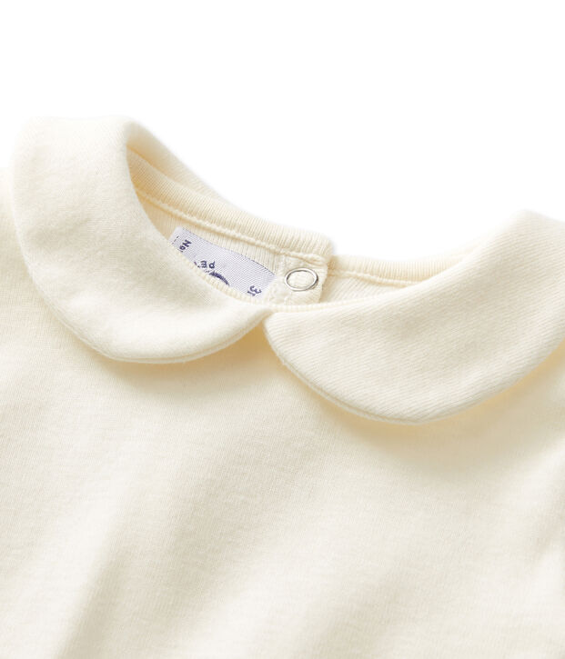 Baby girl's bodysuit with Peter Pan collar white