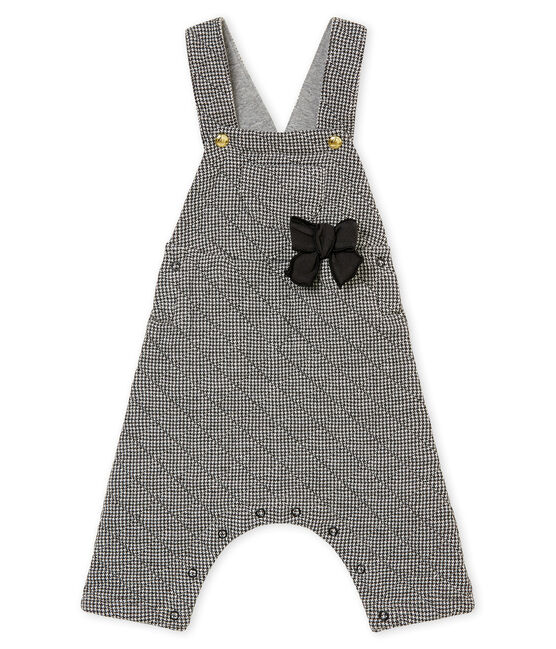 Baby girl's herringbone cotton tubic dungarees CAPECOD grey/MARSHMALLOW white