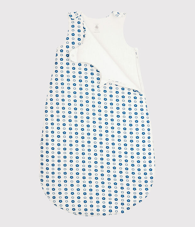 Babies' Blue Retro Floral Organic Cotton Sleeping Bag white/blue