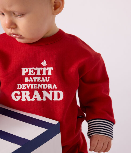Babies' patterned cotton sweatshirt POMPEI red