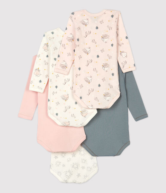 Baby Girls' Princess Patterned Long-Sleeved Cotton Bodysuit - 5-Pack variante 1