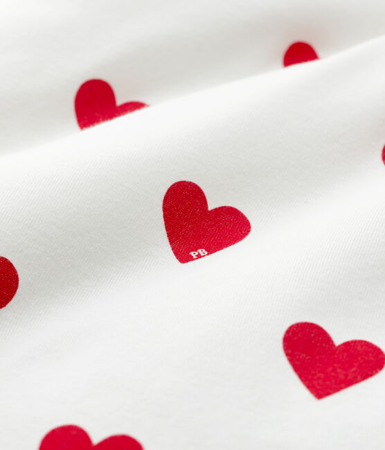 Babies' Red Heart Pattern Ribbed Cot Bumper MARSHMALLOW white/TERKUIT red