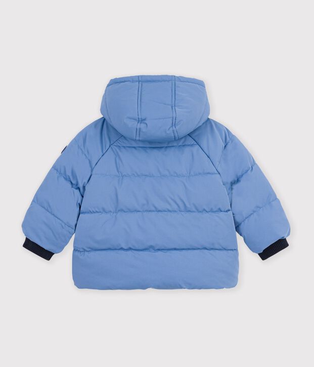 Babies' puffer jacket in plain polyester blue