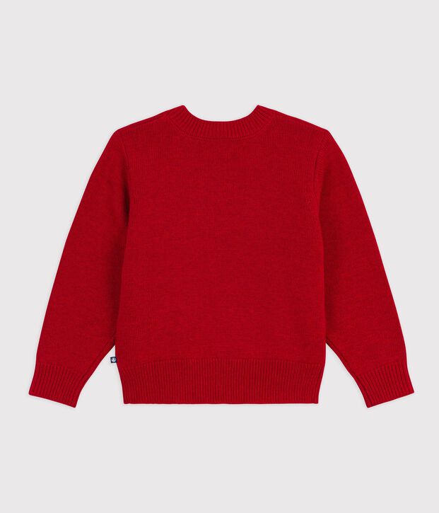 Boys' wool and cotton jacquard jumper red