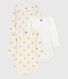 Pack of babies' long-sleeved sequinned heart-print cotton bodies