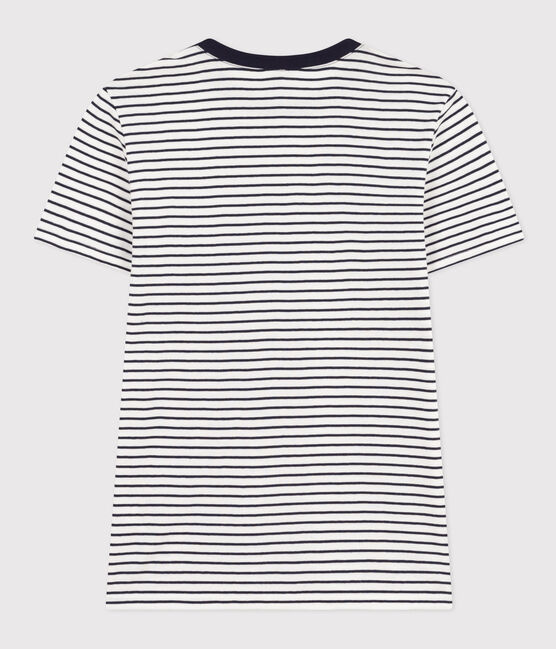 Women's Iconic Striped Cotton T-Shirt MARSHMALLOW white/SMOKING blue