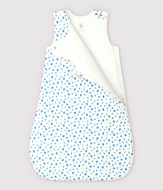 Babies' Organic Cotton Boat Pattern Sleeping Bag white/blue