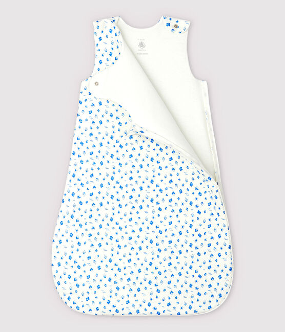 Babies' Organic Cotton Boat Pattern Sleeping Bag MARSHMALLOW white/COOL blue