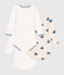 Babies' long-sleeved blue heart-patterned cotton bodysuits - 3-pack variante 1