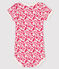 Baby Girls' Short-Sleeved Bodysuit MARSHMALLOW white/FLASHY pink