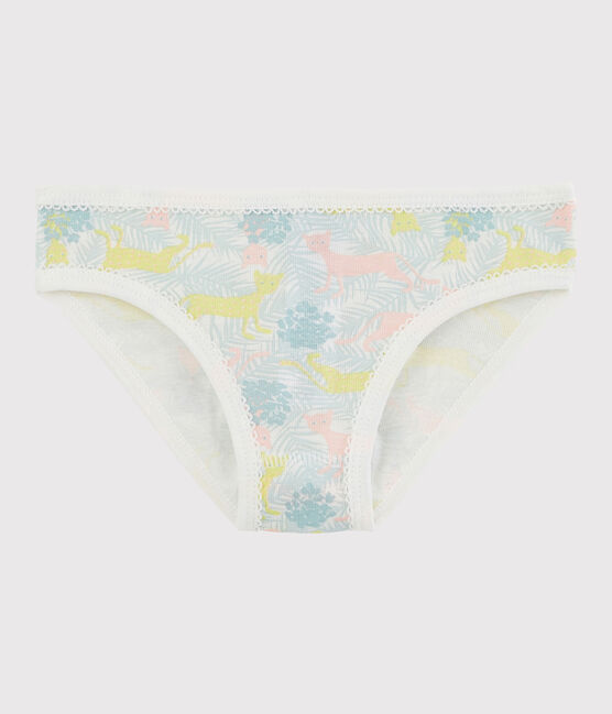 Girls' Cotton Knickers MARSHMALLOW white/MULTICO white