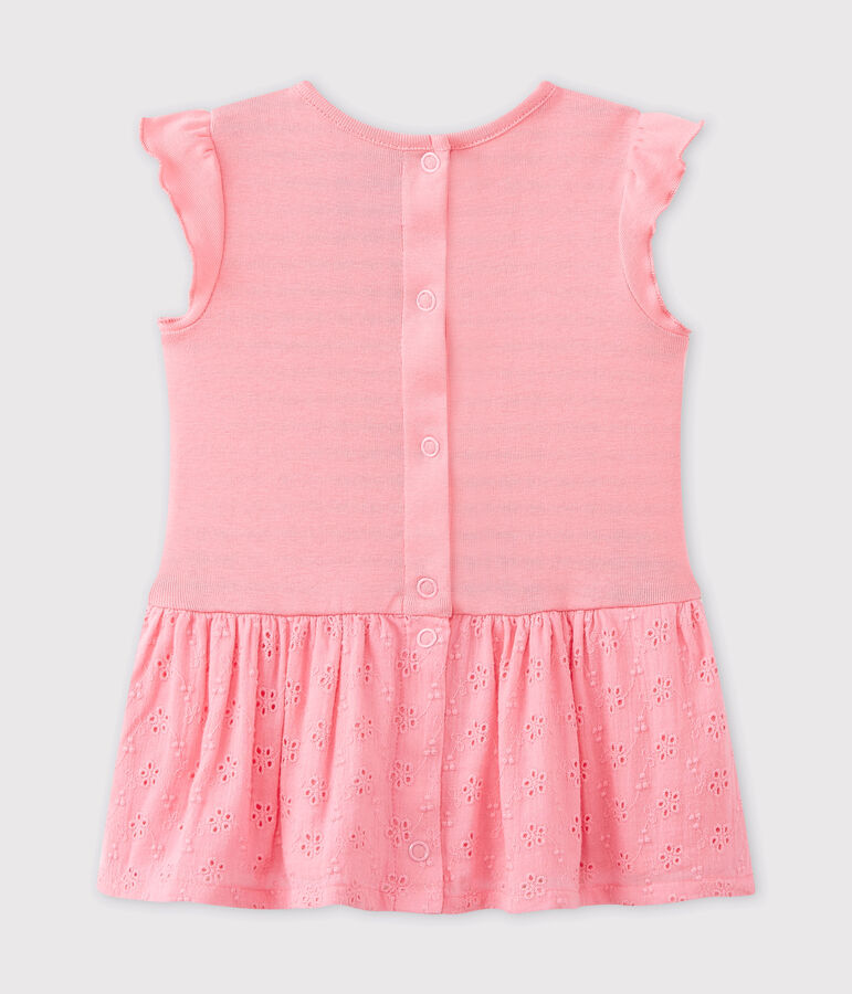 Baby girl's dress with butterfly sleeves pink