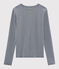 Women's Iconic Round-Neck Striped Cotton T-Shirt SMOKING blue/MARSHMALLOW white