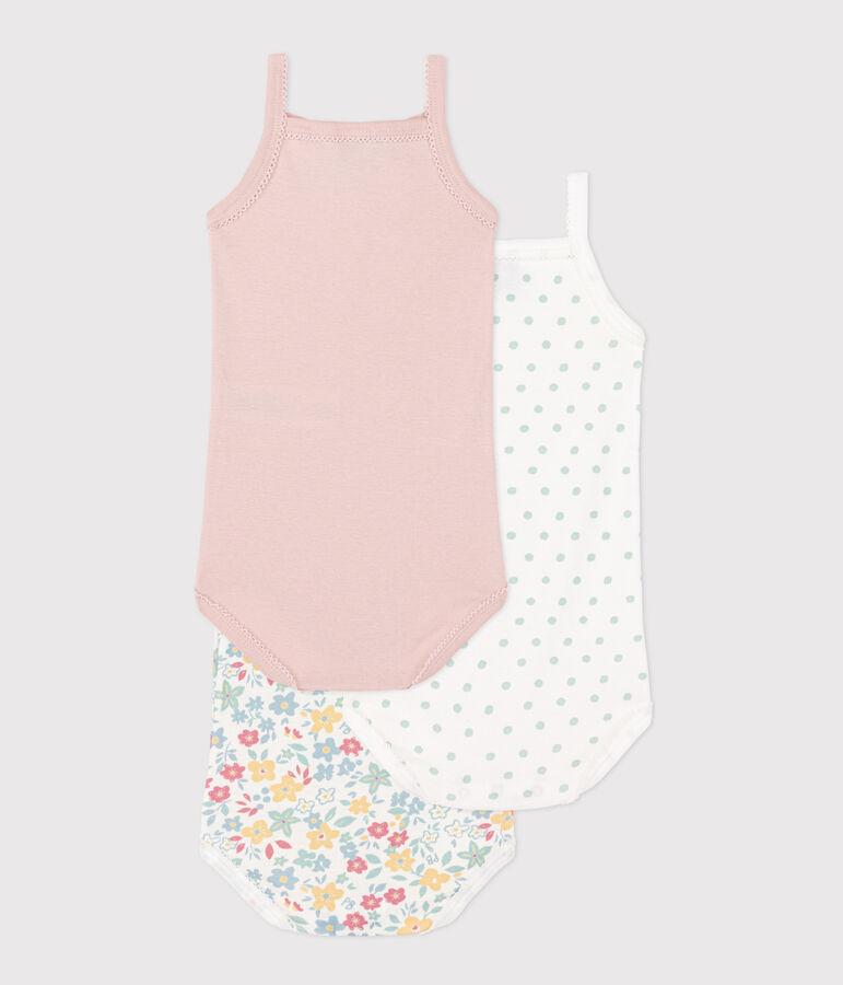 Floral Cotton Vest Bodysuits - 3-Pack multicolor