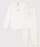 Girls' Small Heart Pattern Cotton Pyjamas MARSHMALLOW white/HERBIER