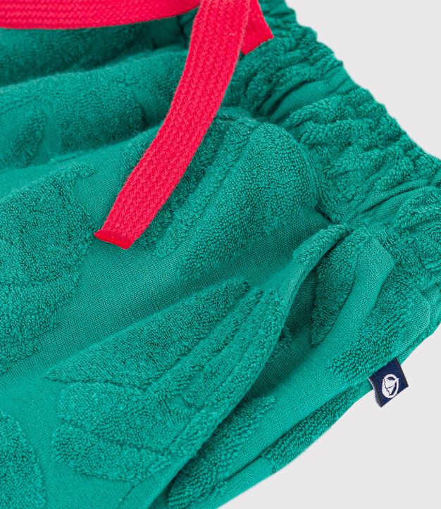 Children's printed cotton Bermuda shorts green