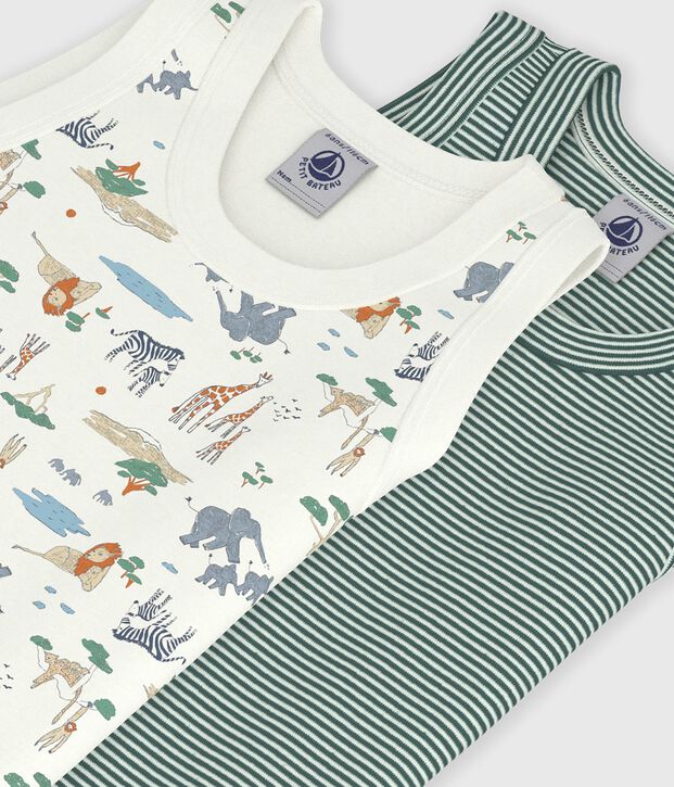 Pack of children's savannah print cotton tank tops multicolor