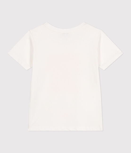 Children's short-sleeved printed cotton T-shirt MARSHMALLOW white/ORGE