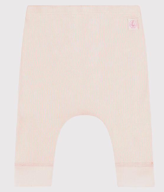 Babies' Organic Cotton 2x2 Rib Knit Leggings FLEUR pink