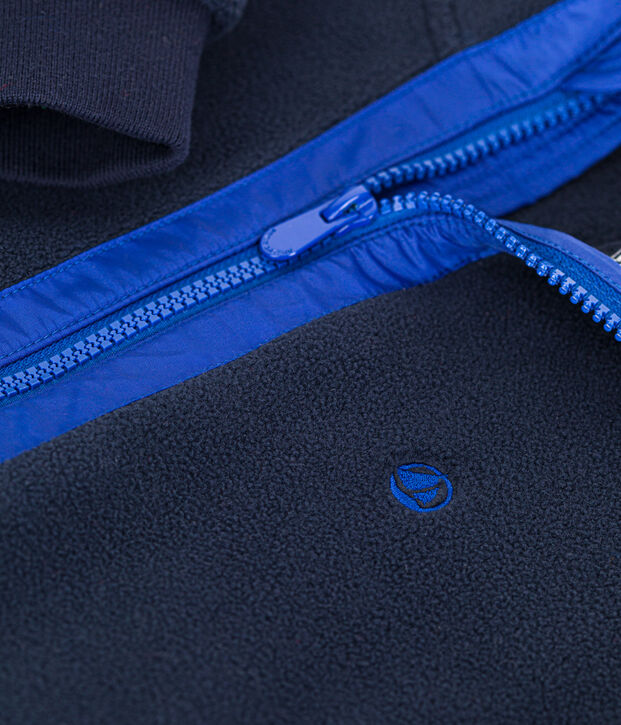 Boy's daytime fleece jacket with a zip blue