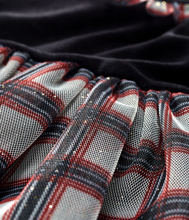 Baby Girls' Long-Sleeved Dual Material Dress black/multicolor