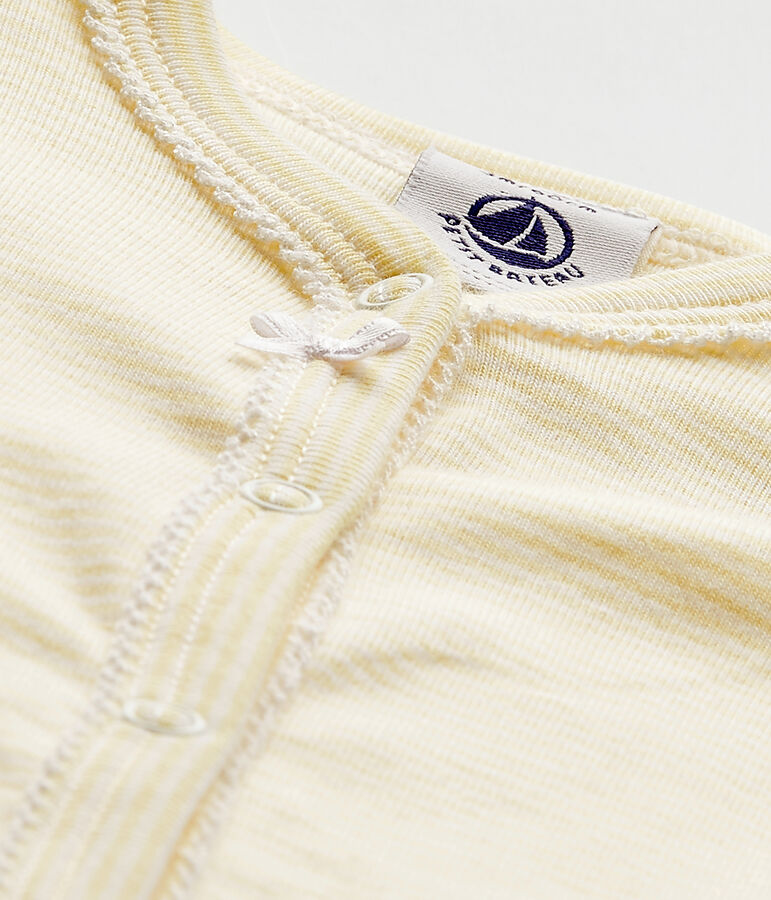 Baby girl's footless sleepsuit in milleraies stripes grey/multicolor