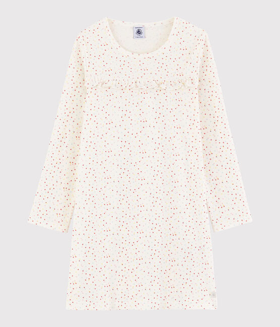 Girls' Multicoloured Spots Organic Cotton Nightdress MARSHMALLOW white/MULTICO white