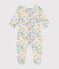 Babies' floral pattern velour pyjamas MARSHMALLOW white/MULTICO white