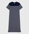 Women's long striped cotton dress SMOKING blue/MARSHMALLOW white
