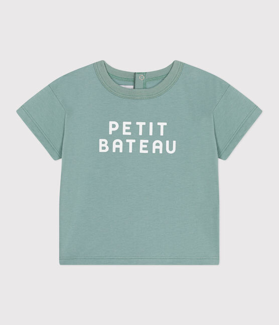 Babies' short-sleeved plain cotton T-shirt PAUL green