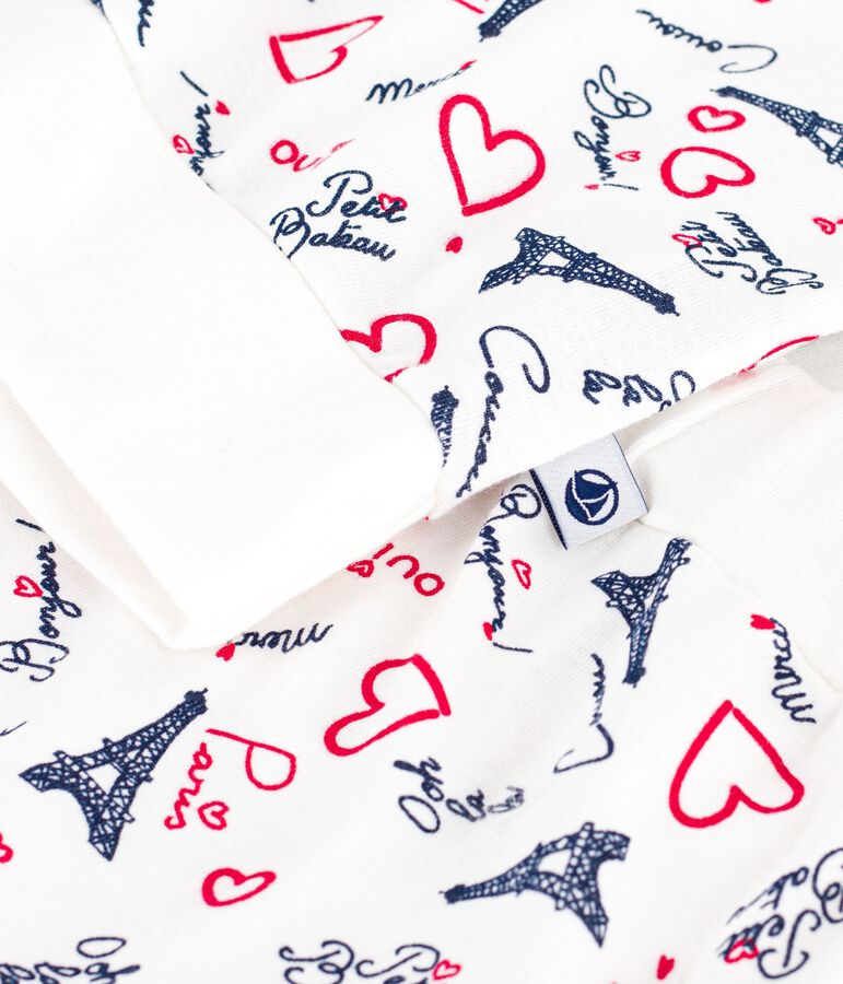 Women's Paris print cotton pyjamas white/multicolor