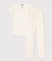 Girls' Sun Themed Short-Sleeved Organic Cotton Pyjamas MARSHMALLOW white/ORGE