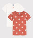 Girls' Heart Patterned Short-Sleeved Cotton T-Shirt - 2-Pack