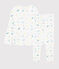 Girls' Cat Print Cotton Pyjamas MARSHMALLOW white/MULTICO white